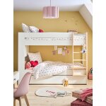 Lit superposé enfant 90x190cm avec tiroirs et bibliothèque blanc Lit superposé enfant 90x190cm avec tiroirs et bibliothèque blanc