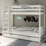 Lit superpos� et lit gigogne pin massif basile blanc