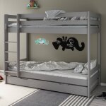Lit superpos� et lit gigogne pin massif basile gris