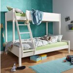 Lit superpos et matelas pin massif leopold blanc