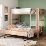 Lit superpos� s�parable avec lit gigogne en h�tre ars�ne blanc - bois