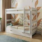 Lit superpos� avec sommier gigogne bois massif aaron blanc