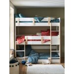 Lit superpos triple everest 90x190cm blanc / bois