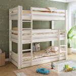 Lit superpos� triple extra - solide en bois massif hercule blanc