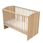 Lit avec t�tes de lit arrondies en bois d�cor ch�ne dor� - azur marron
