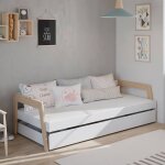 Lit avec tiroir 2 couchages - gamme emy blanc