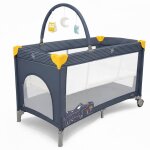 Lit de voyage double hauteur complet duo petit chien gris