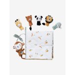 Livre bb d'veil + peluches tanzanie gris