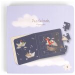Livre puzzle, 4 puzzles de 9 pi�ces bleu, marron, blanc