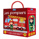 Livre et puzzle les pompiers rouge