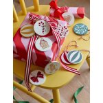 Lot de 10 boules de nol en bois moony rouge imprim