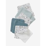 Lot de 10 lingettes lavables imprim vgtal / bleu / vert