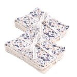 Lot de 12 lingettes lavables coton bio fleurs bleues