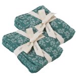Lot de 12 lingettes lavables coton bio fleurs vertes