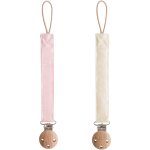 Lot de 2 attaches - sucettes en lin rose, cru