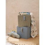 Lot de 2 bacs de rangement dino minisaurus en velours c�tel� vert sauge