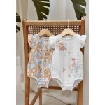 Lot de 2 barboteuses bloomer b�b� en gaze de coton praline ecru