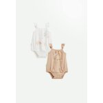 Lot de 2 barboteuses bloomer b�b� en gaze de coton praline ecru