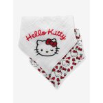 Lot de 2 bavoirs bandana b�b� hello kitty en gaze de coton blanc