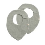 Lot de 2 bavoirs en gaze de coton - uni petale vert