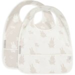 Lot de 2 bavoirs imperm�ables beige, blanc