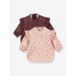 Lot 2 bavoirs manches longues rose