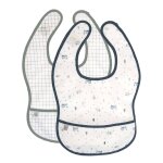 Lot de 2 bavoirs  poche garden explorer tracteur blanc