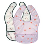 Lot de 2 bavoirs À poche happy rascals coeur rose Lot de 2 bavoirs À poche happy rascals coeur rose
