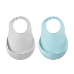 Lot de 2 bavoirs en silicone vert a�r�