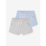 Lot 2 bermudas b�b� gar�on en molleton ray� bleu