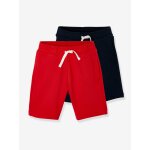 Lot de 2 bermudas gar�on en molleton lot rouge / marine