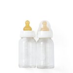 Lot de 2 biberons en verre 120ml blanc Lot de 2 biberons en verre 120ml blanc
