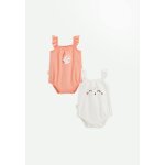 Lot de 2 bodies b�b� � bretelles en �ponge honfleur corail