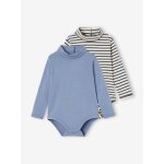 Lot de 2 bodies b�b� col roul� bleu glacier