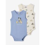 Lot de 2 bodies b�b� gar�on sans manches bleu jean