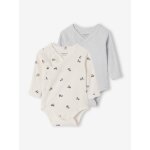 Lot 2 bodies b�b� manches longues en coton bio bleu ciel