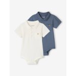 Lot de 2 bodies b�b� naissance ouverture polo �cru