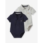 Lot de 2 bodies bb naissance ouverture polo avec poche lot encre