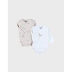 Lot de 2 bodies croisés en coton beige Lot de 2 bodies croisés en coton beige