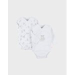 Lot de 2 bodies croisés en jersey coton bio blanc Lot de 2 bodies croisés en jersey coton bio blanc