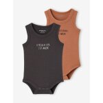 Lot de 2 bodies gar�on coton biologique anthracite