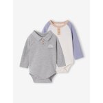 Lot de 2 bodies naissance manches longues col polo gris chin�