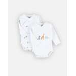 Lot de 2 bodys croiss en coton bio blanc