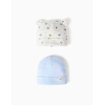 Lot de 2 bonnets en coton avec motif mickey bleu clair