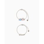 Lot de 2 bracelets avec pendentifs stitch et angel gris