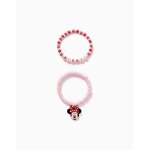 Lot de 2 bracelets avec perles et minnie rose clair