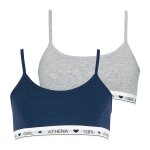 Lot de 2 brassi�res coton ultra doux athena fille bleu titane - gris chin�