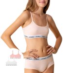 Lot de 2 brassi�res coton ultra doux blanc - rose pastel