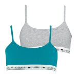 Lot de 2 brassi�res coton ultra doux by fille bleu lagon - gris chin�