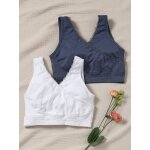 Lot de 2 brassi�res crois�es grossesse et allaitement finition dentelle blanc